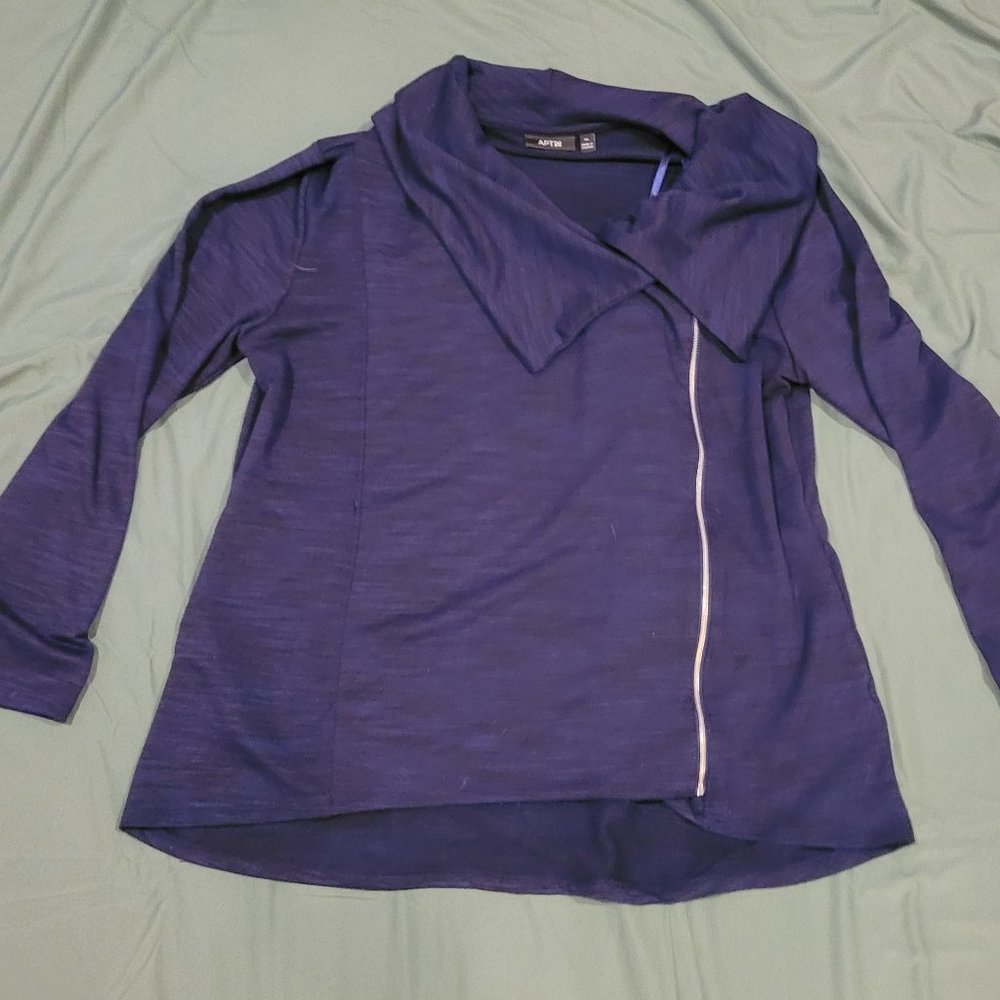 blue zip-up jacket